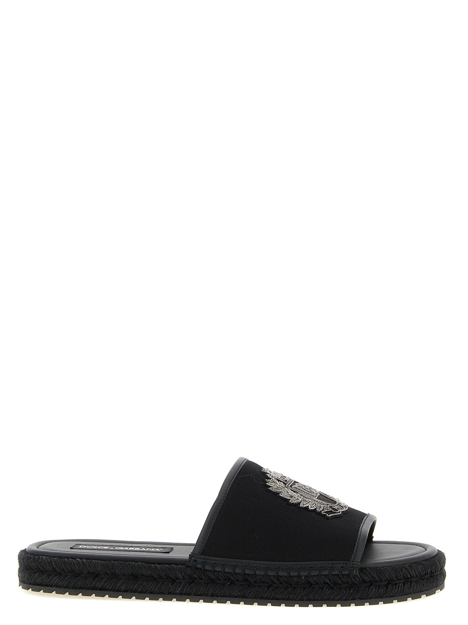 Dolce & Gabbana Black Cotton Slides Curated Luxury Accessories by Orvyn