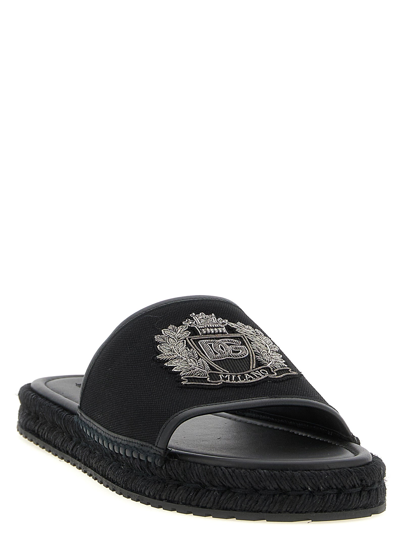 Dolce & Gabbana Black Cotton Slides Curated Luxury Accessories by Orvyn