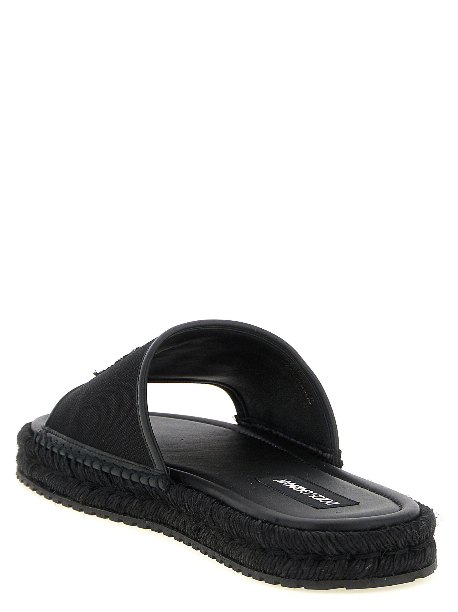 Dolce & Gabbana Black Cotton Slides Curated Luxury Accessories by Orvyn