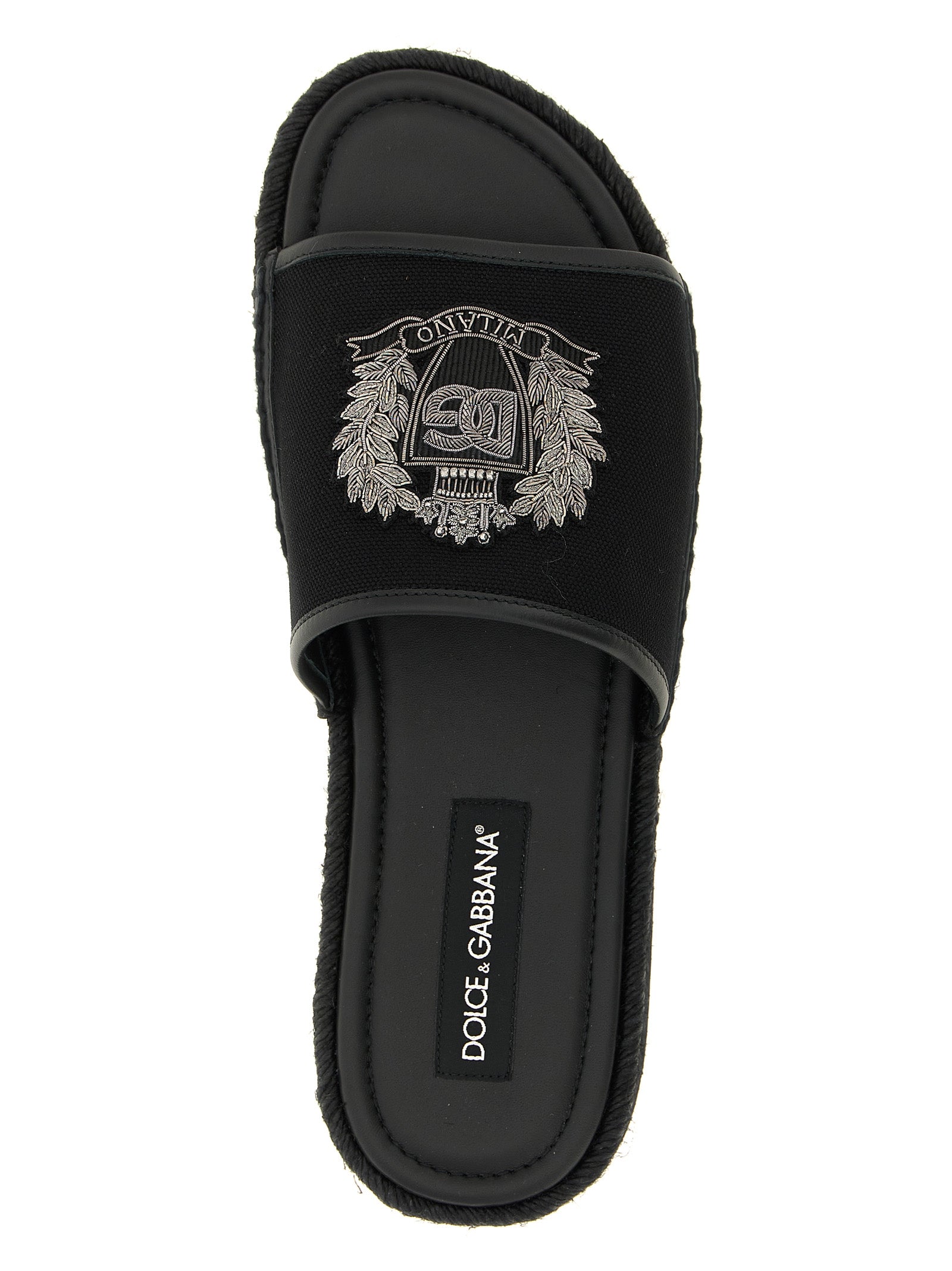 Dolce & Gabbana Black Cotton Slides Curated Luxury Accessories by Orvyn