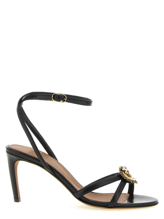 Dolce & Gabbana Black 'Devotion' Sandals Curated Luxury Accessories by Orvyn