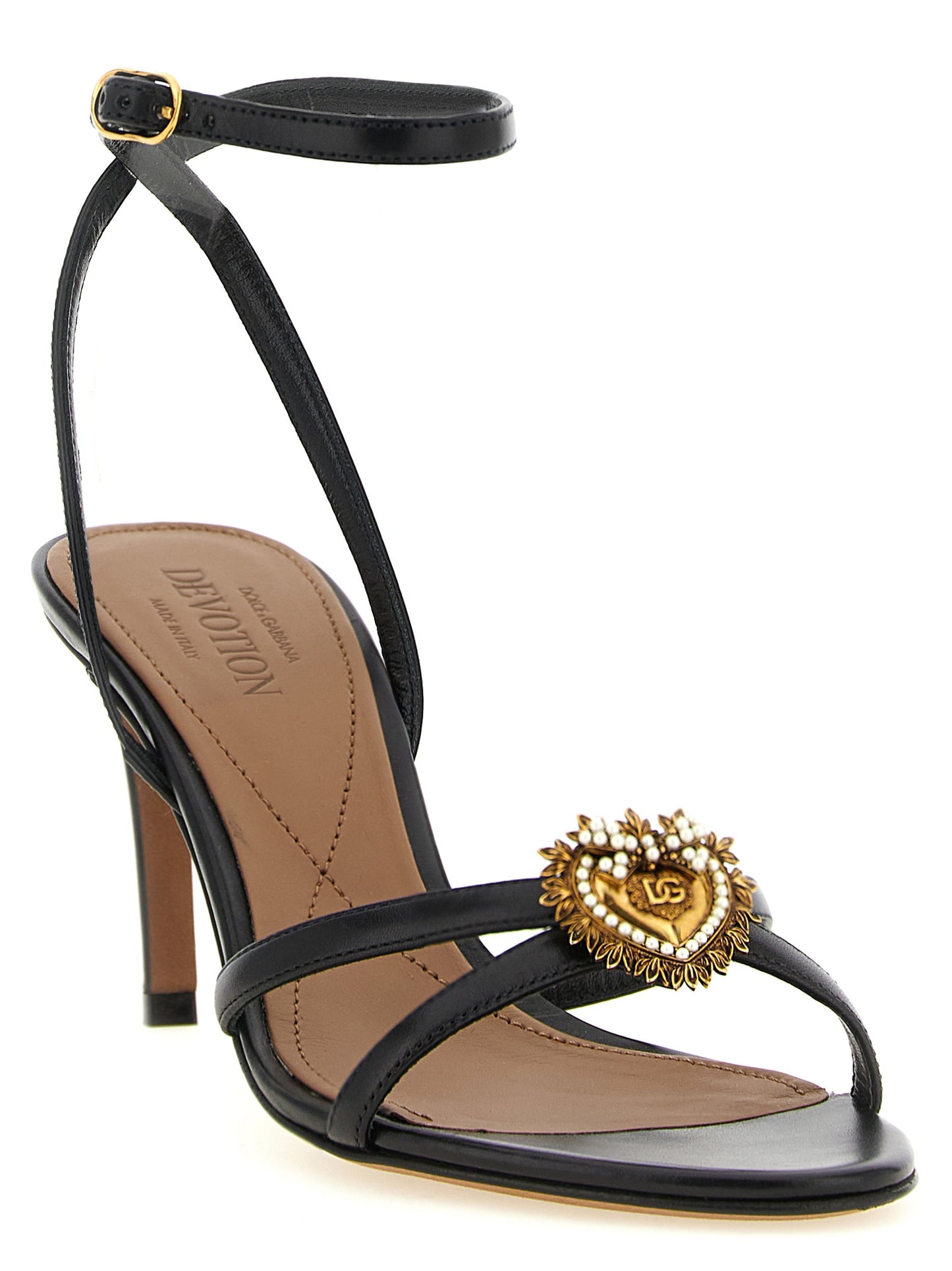 Dolce & Gabbana Black 'Devotion' Sandals Curated Luxury Accessories by Orvyn