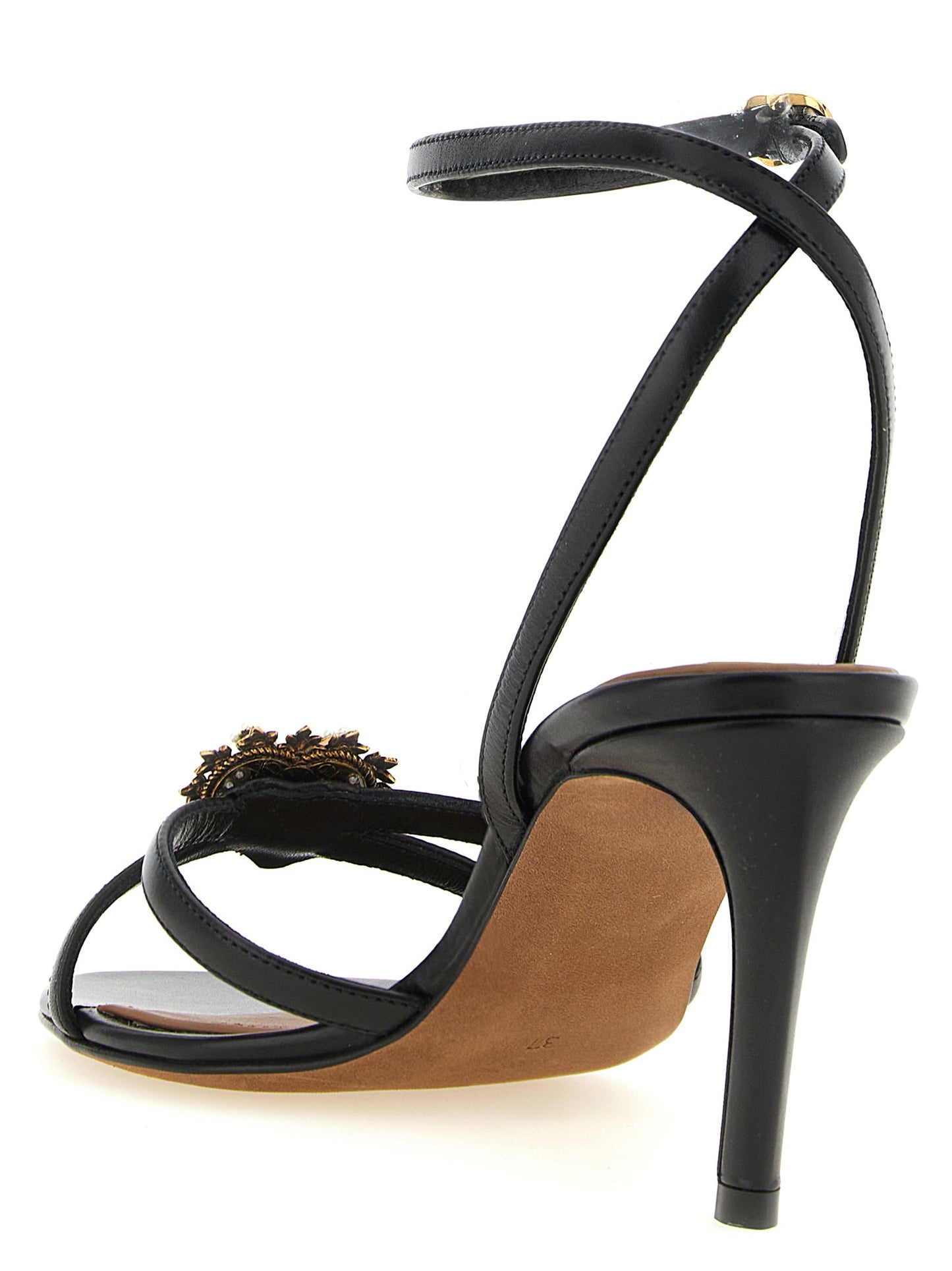 Dolce & Gabbana Black 'Devotion' Sandals Curated Luxury Accessories by Orvyn