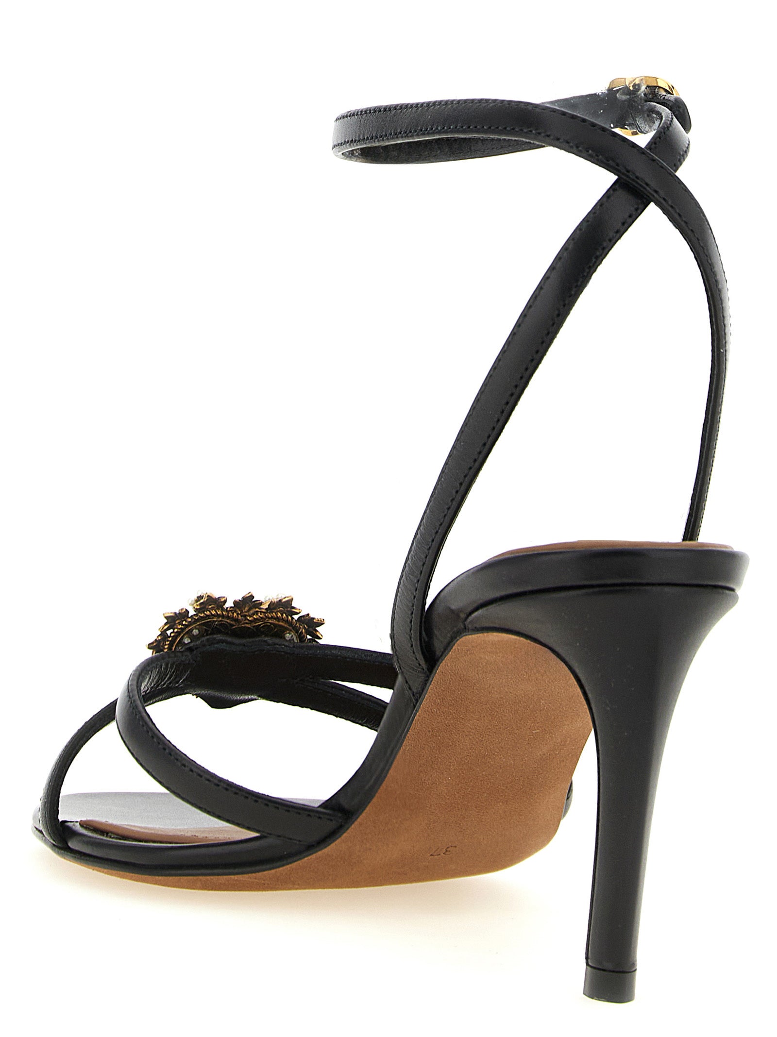 Dolce & Gabbana Black 'Devotion' Sandals Curated Luxury Accessories by Orvyn