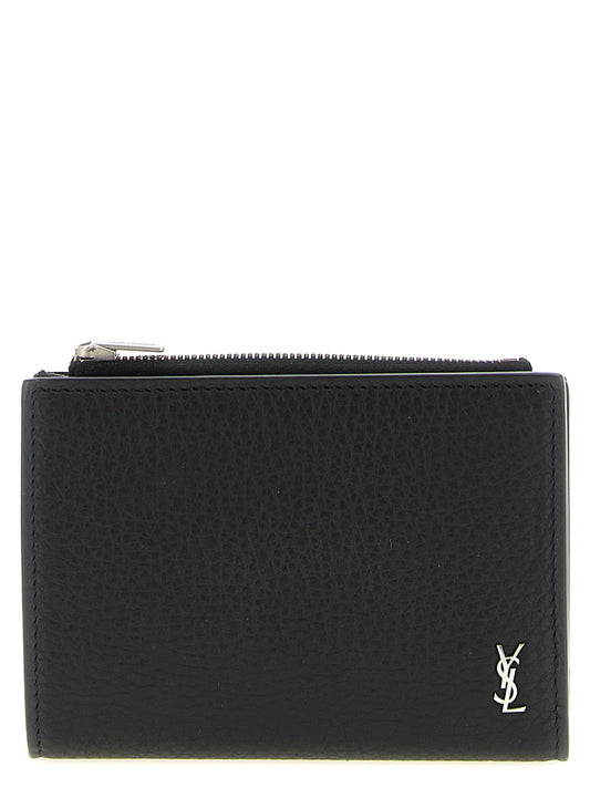 Saint Laurent Black 'Tiny Cassandre' Wallet Curated Luxury Accessories by Orvyn