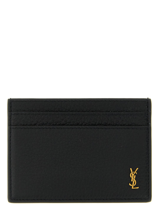 Saint Laurent Black 'Tiny Cassandre' Card Holder Curated Luxury Accessories by Orvyn