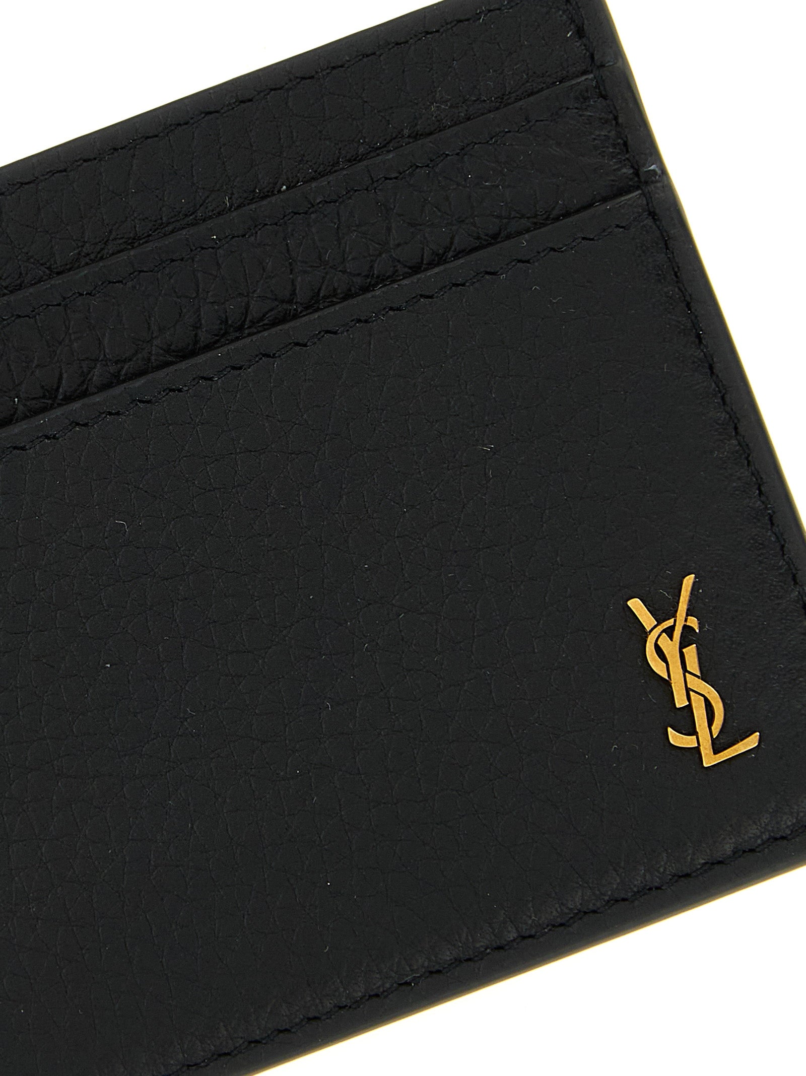 Saint Laurent Black 'Tiny Cassandre' Card Holder Curated Luxury Accessories by Orvyn