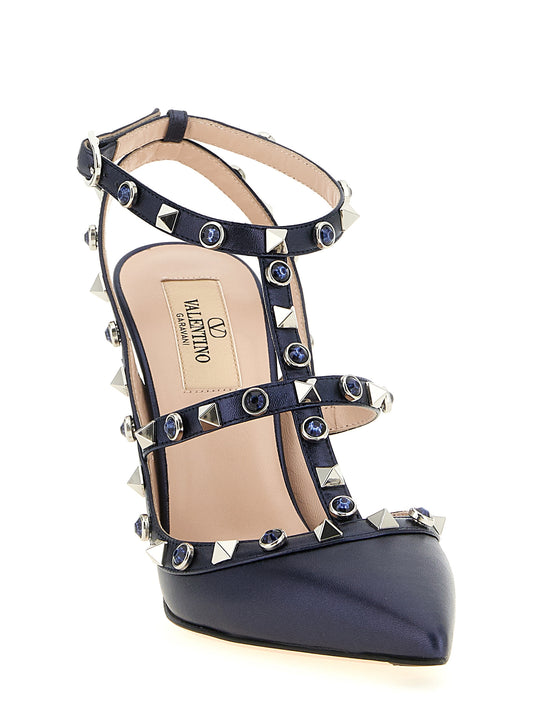 Valentino Garavani Blue 'Rockstud' Pumps Curated Luxury Accessories by Orvyn