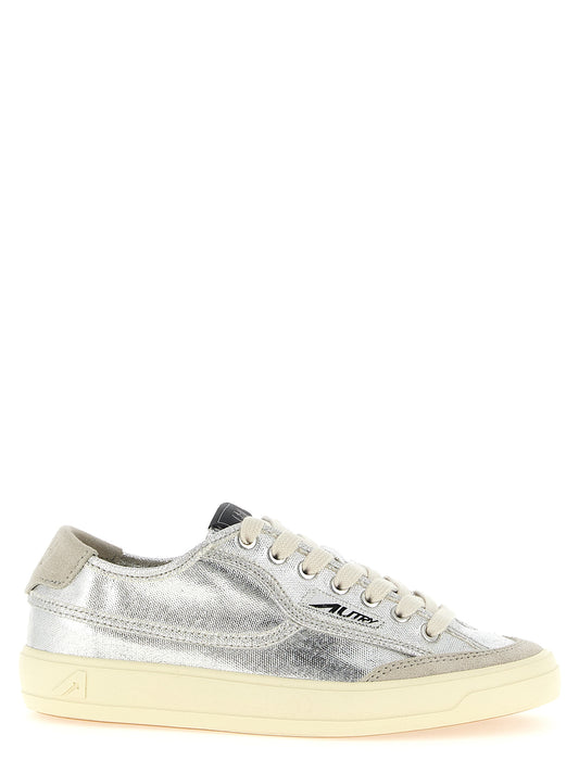 Autry Silver Canvas Low Top Sneakers Curated Luxury Accessories by Orvyn