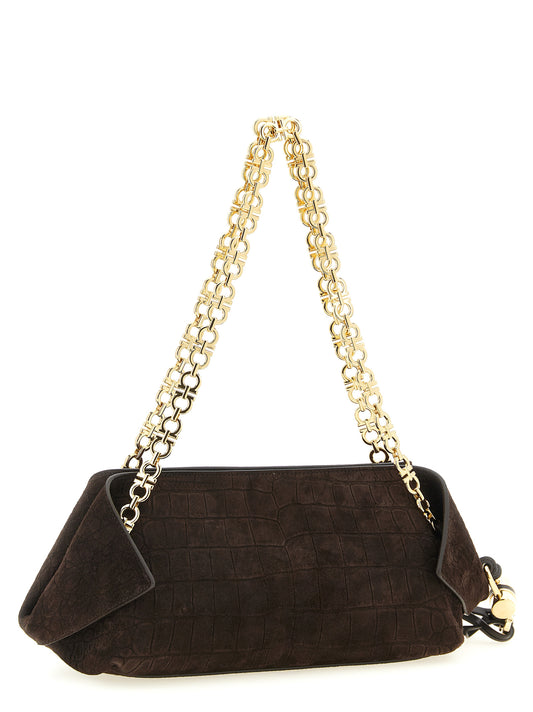 Ferragamo Brown 'Gancini' Shoulder Bag Curated Luxury Accessories by Orvyn