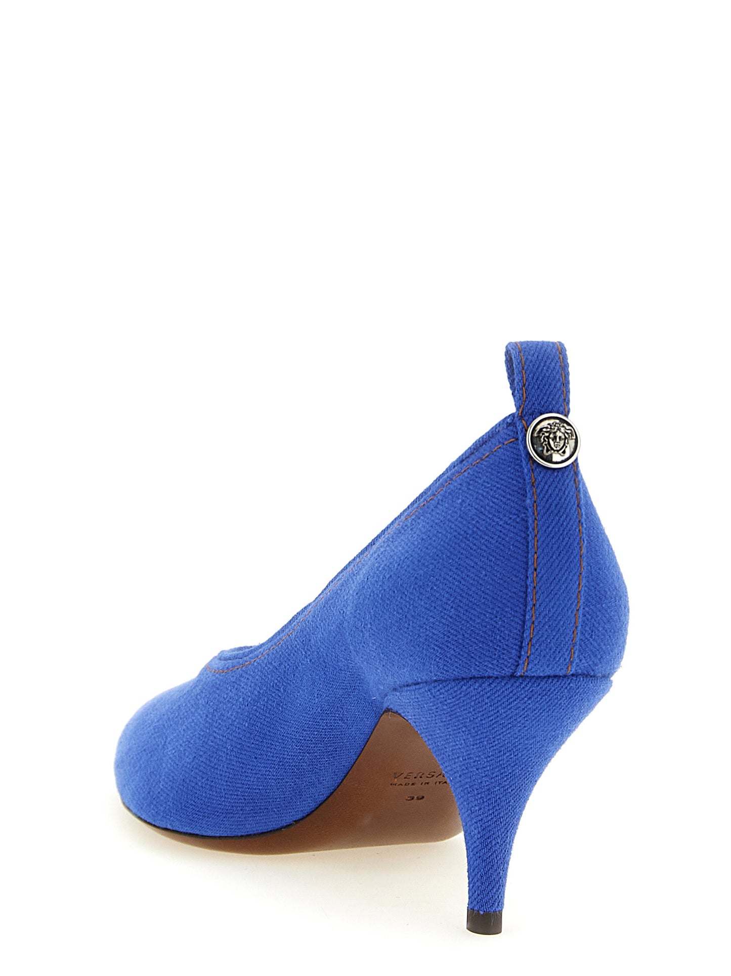 Versace Blue 'Tina' Pumps Curated Luxury Accessories by Orvyn