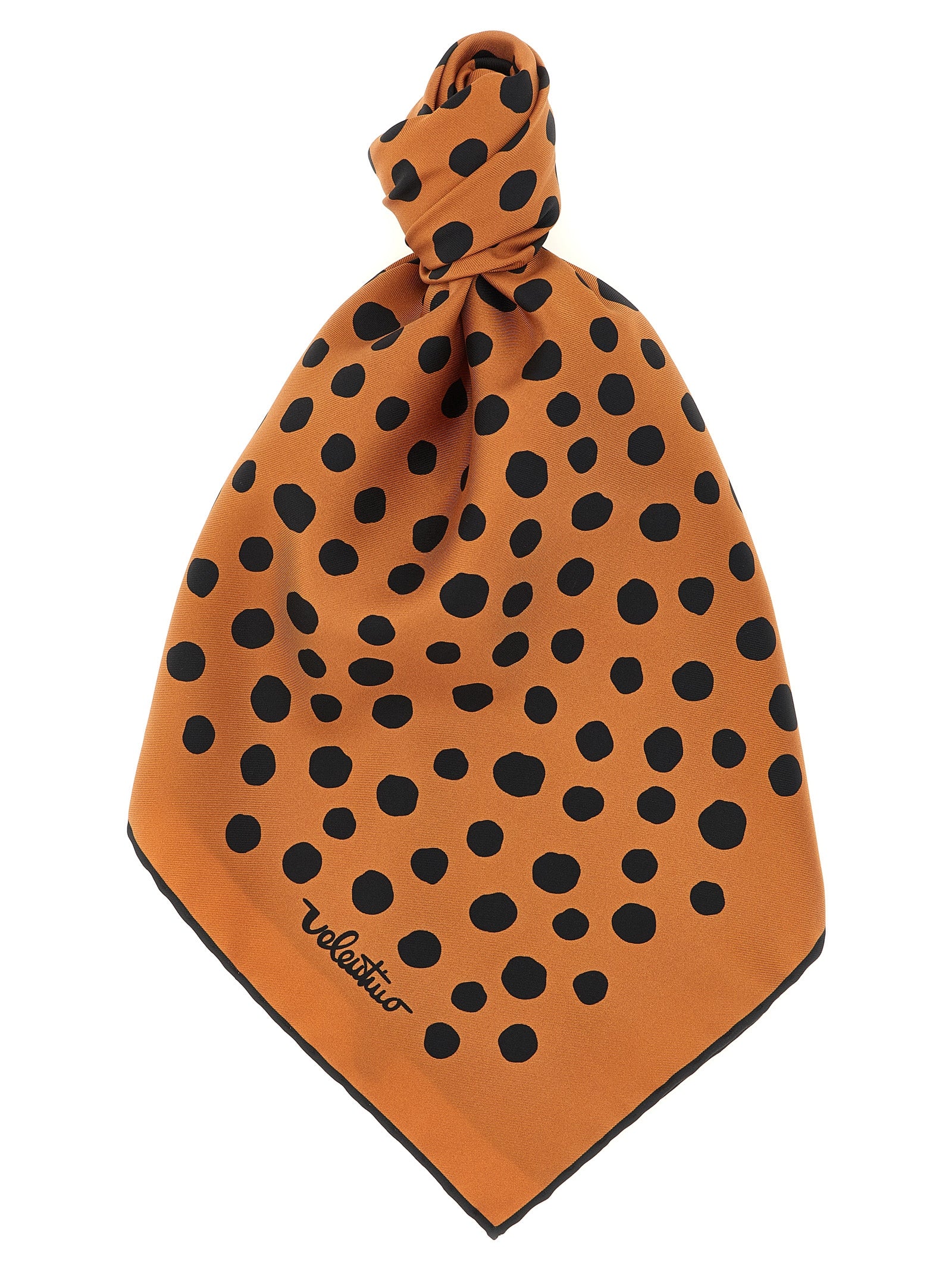 Valentino Garavani Brown 'Pois Dalmata' Scarf Curated Luxury Accessories by Orvyn