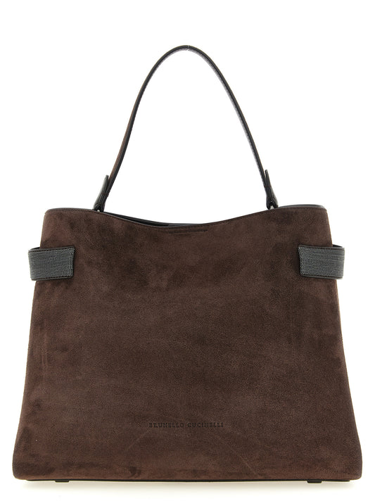 Brunello Cucinelli Brown 'Essence' Handbag Curated Luxury Accessories by Orvyn