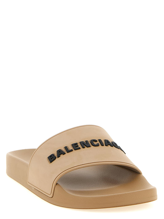 Balenciaga Beige 'Slide Pool' Sandals