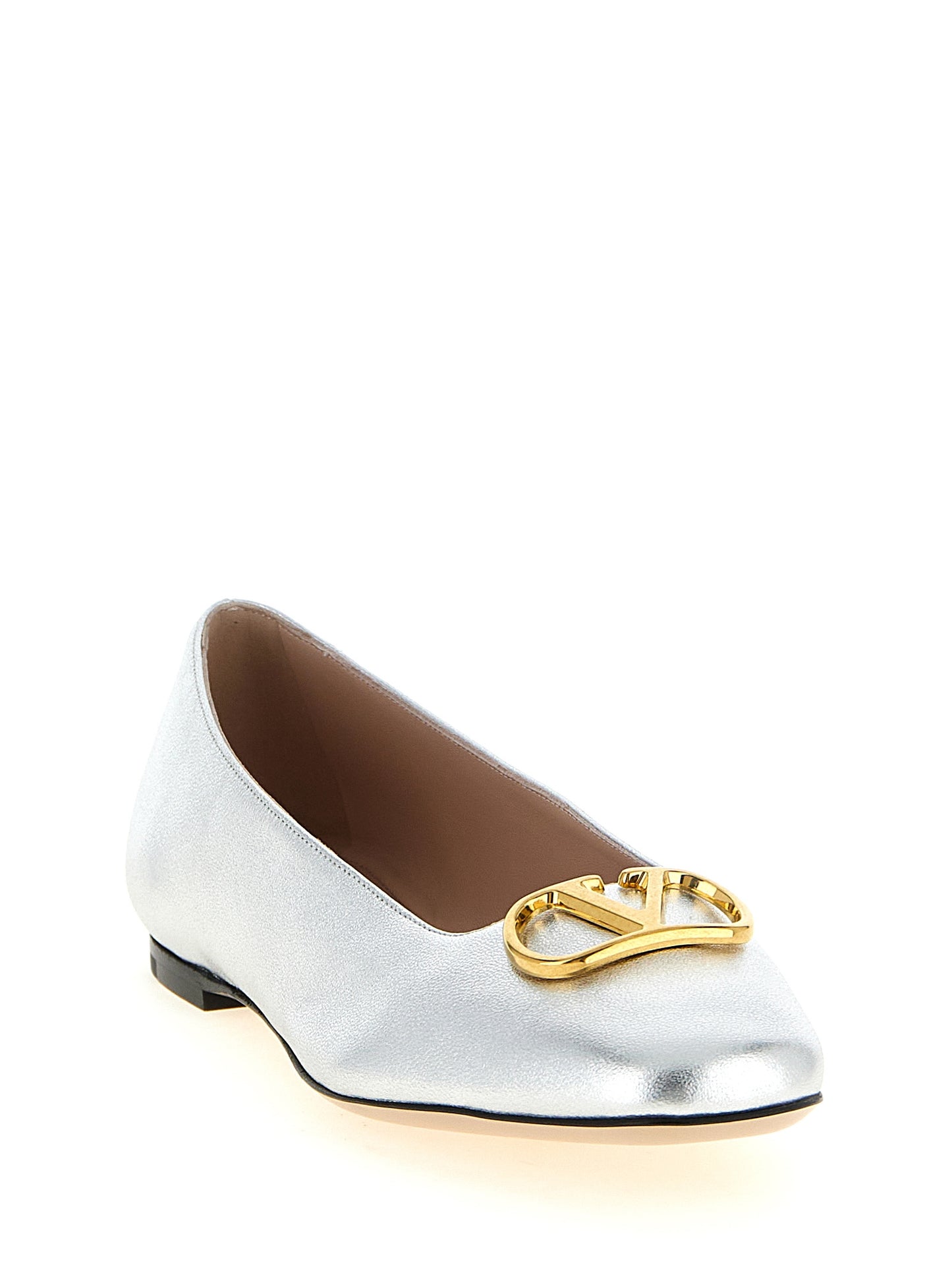 Valentino Garavani Silver 'VLogo Signature' Flats