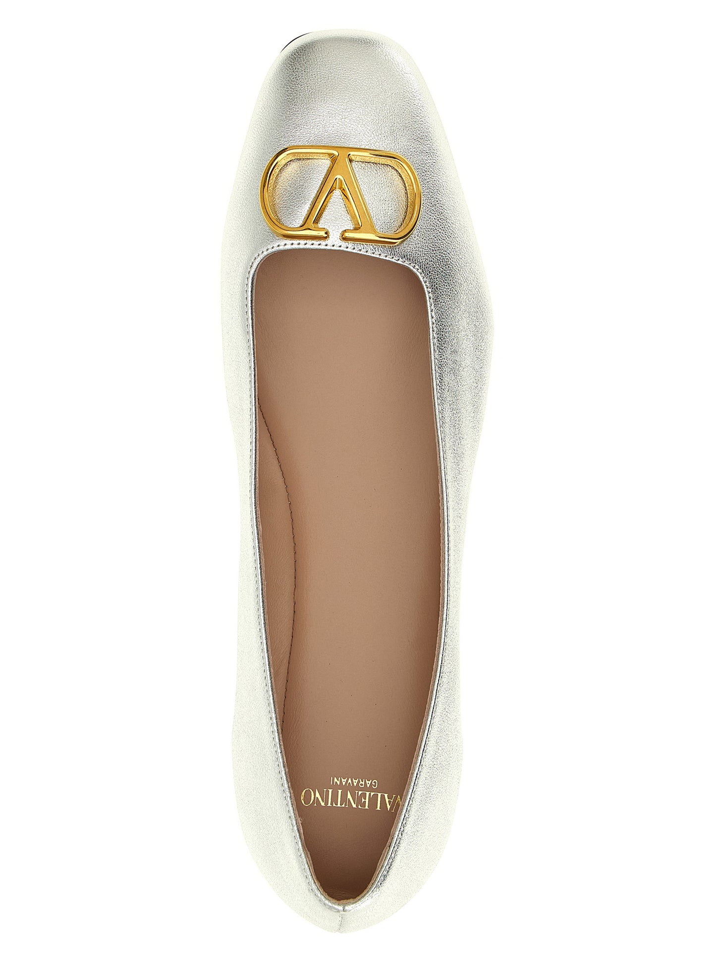 Valentino Garavani Silver 'VLogo Signature' Flats