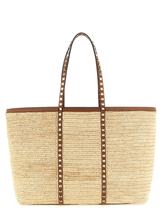 Valentino Garavani Beige 'Rockstud' Large Tote Bag