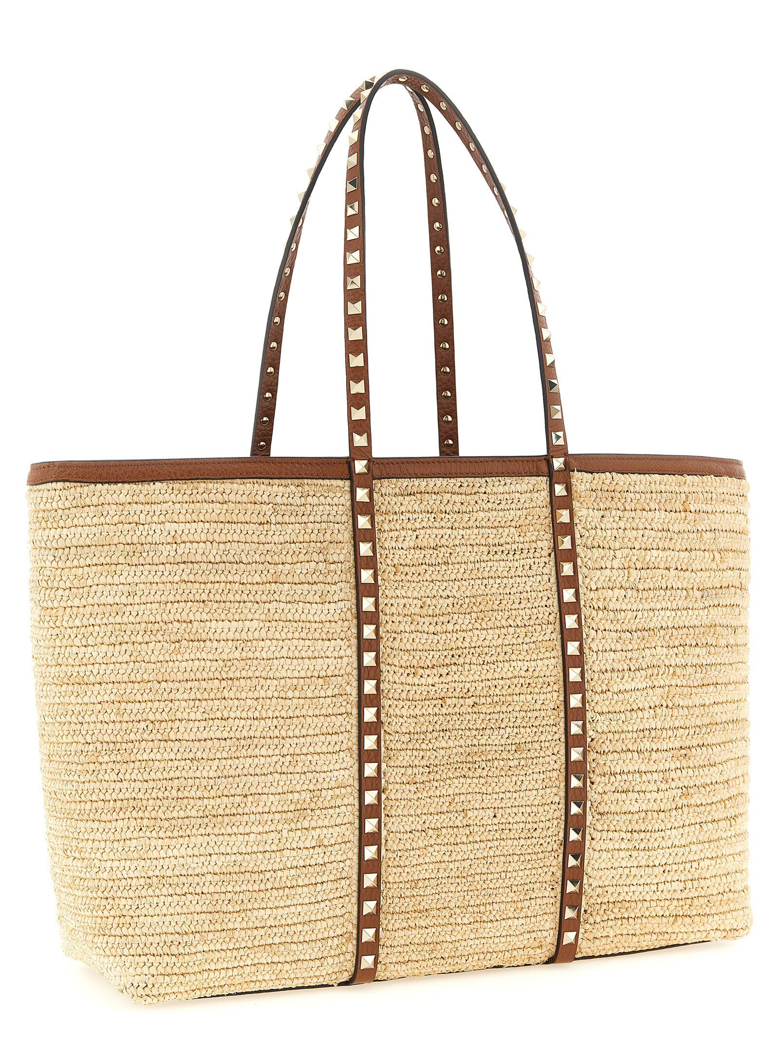 Valentino Garavani Beige 'Rockstud' Large Tote Bag
