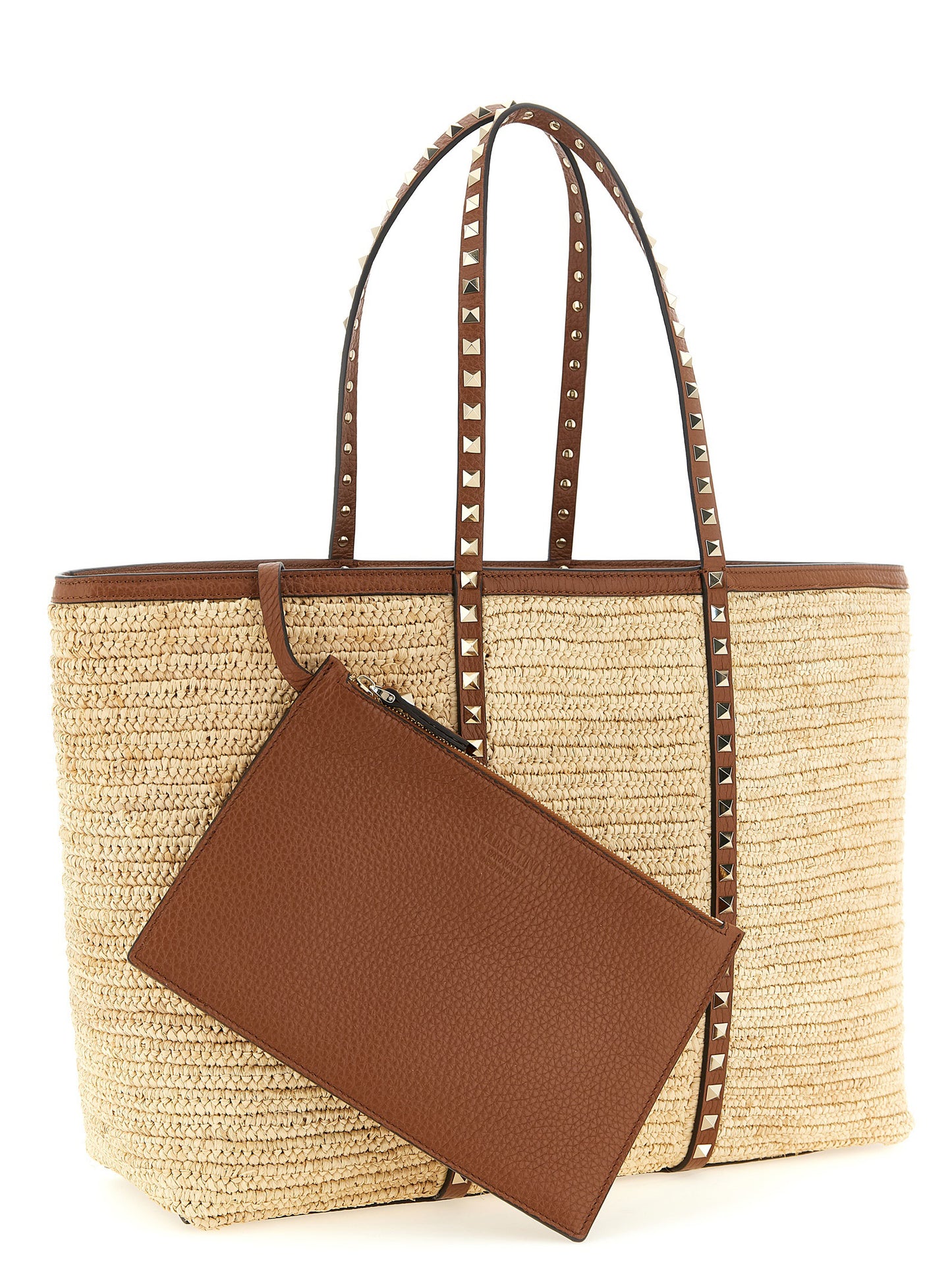 Valentino Garavani Beige 'Rockstud' Large Tote Bag