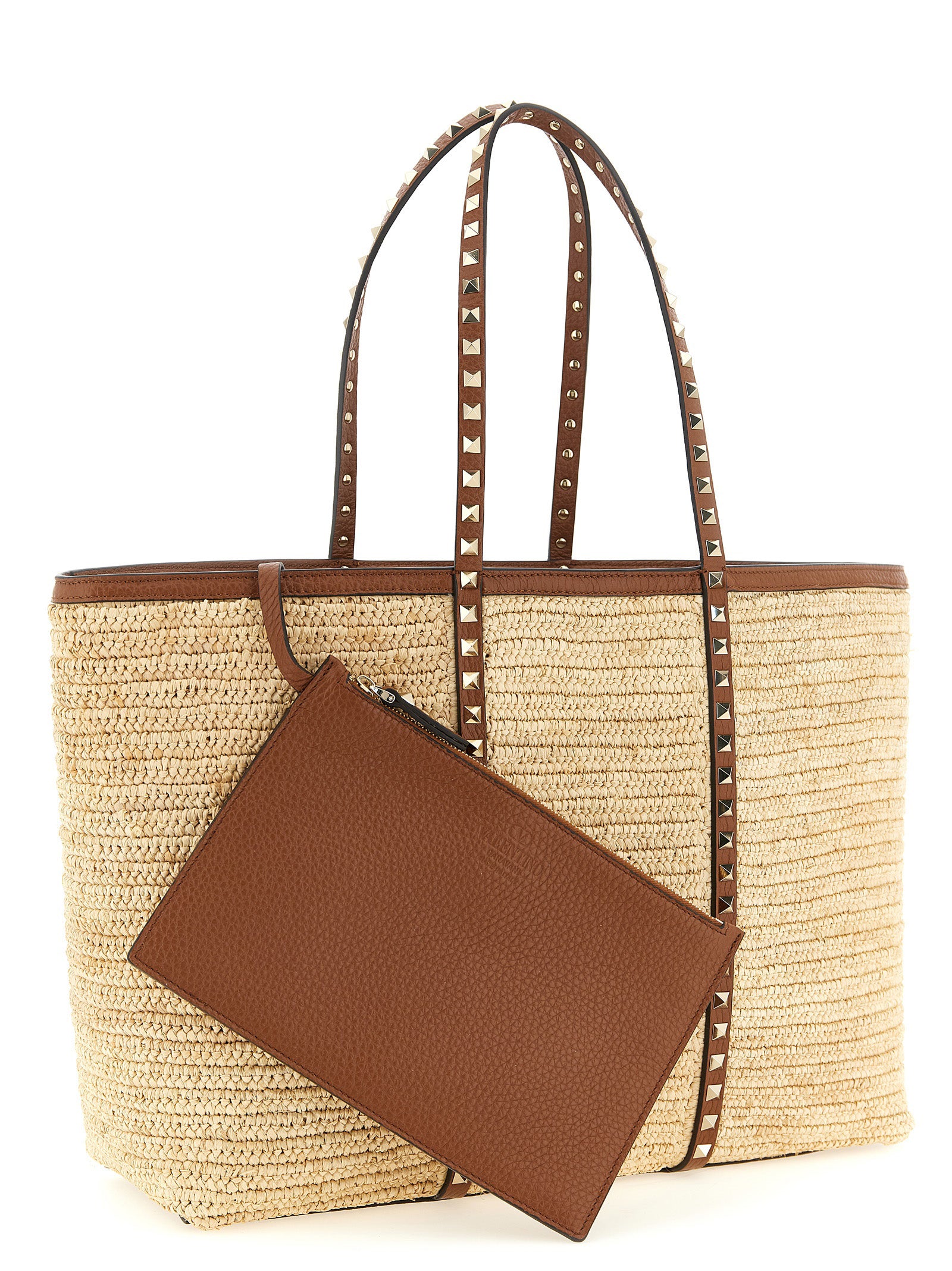 Valentino Garavani Beige 'Rockstud' Large Tote Bag