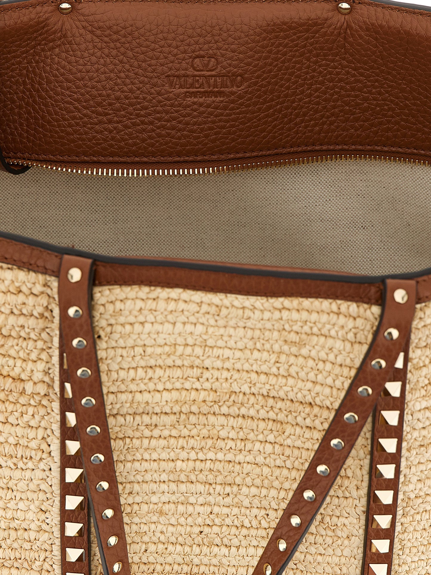 Valentino Garavani Beige 'Rockstud' Large Tote Bag