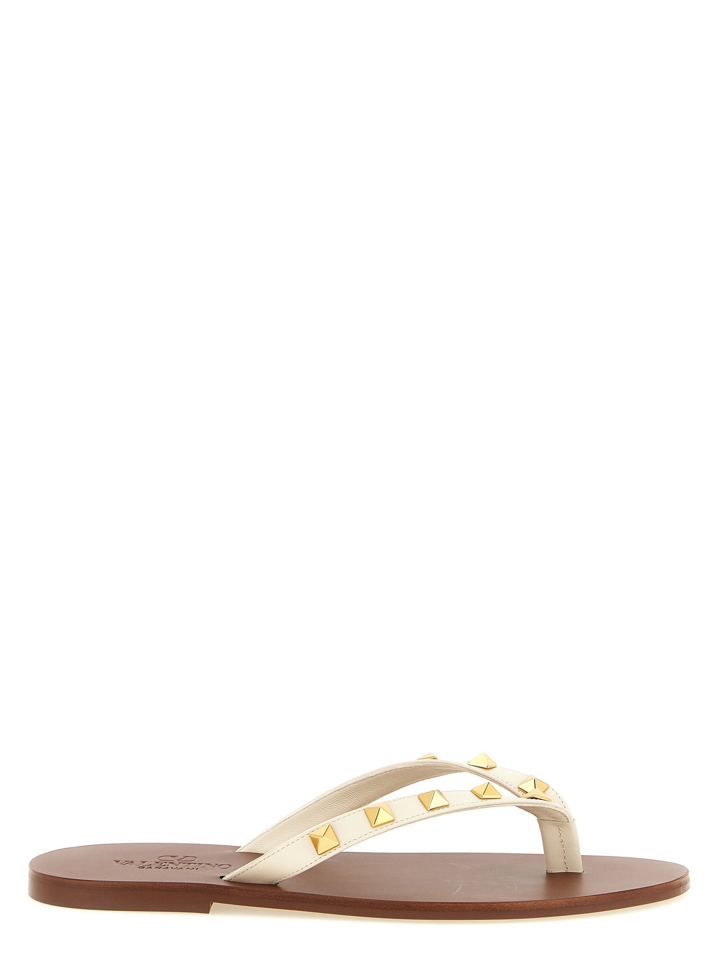 Valentino Garavani White 'Thong Rockstud' Sandals weiss