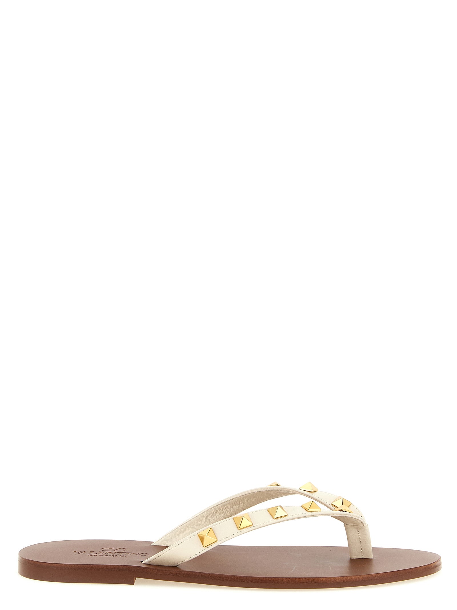 Valentino Garavani White 'Thong Rockstud' Sandals weiss