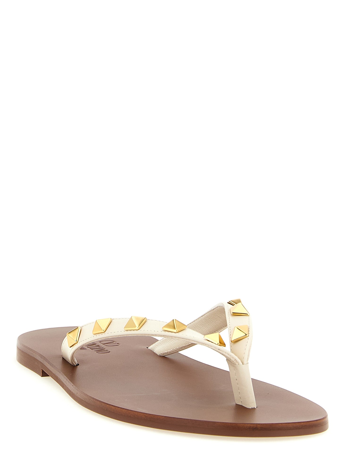Valentino Garavani White 'Thong Rockstud' Sandals weiss