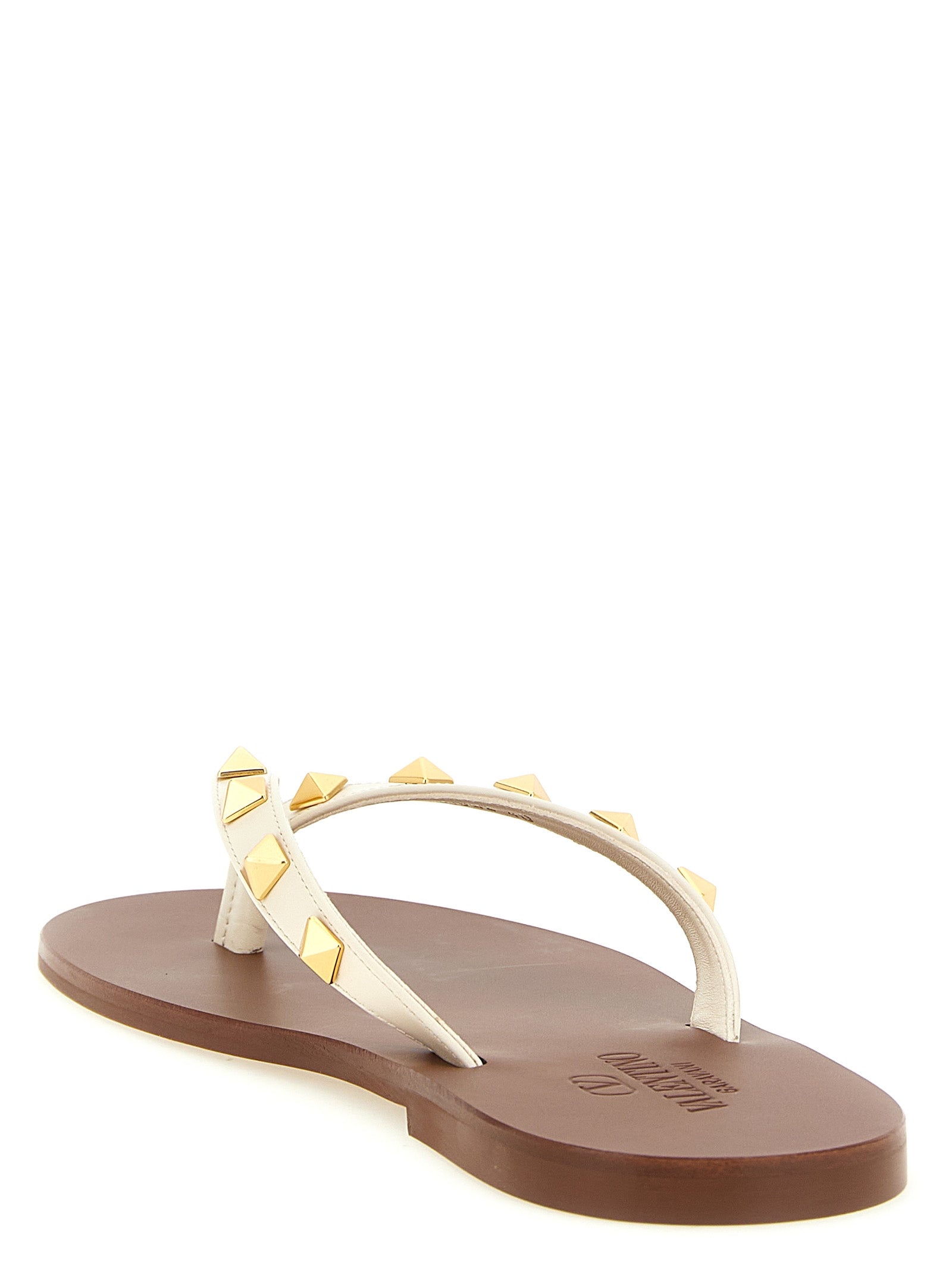 Valentino Garavani White 'Thong Rockstud' Sandals weiss