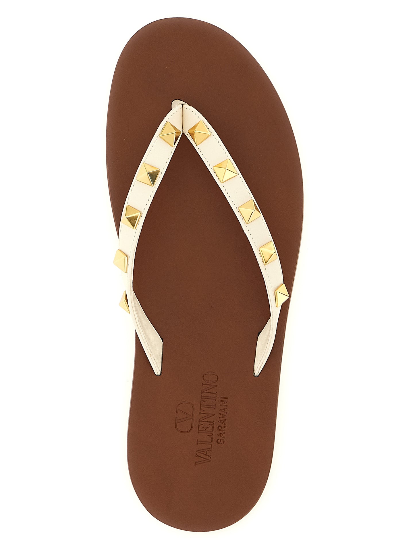 Valentino Garavani White 'Thong Rockstud' Sandals weiss