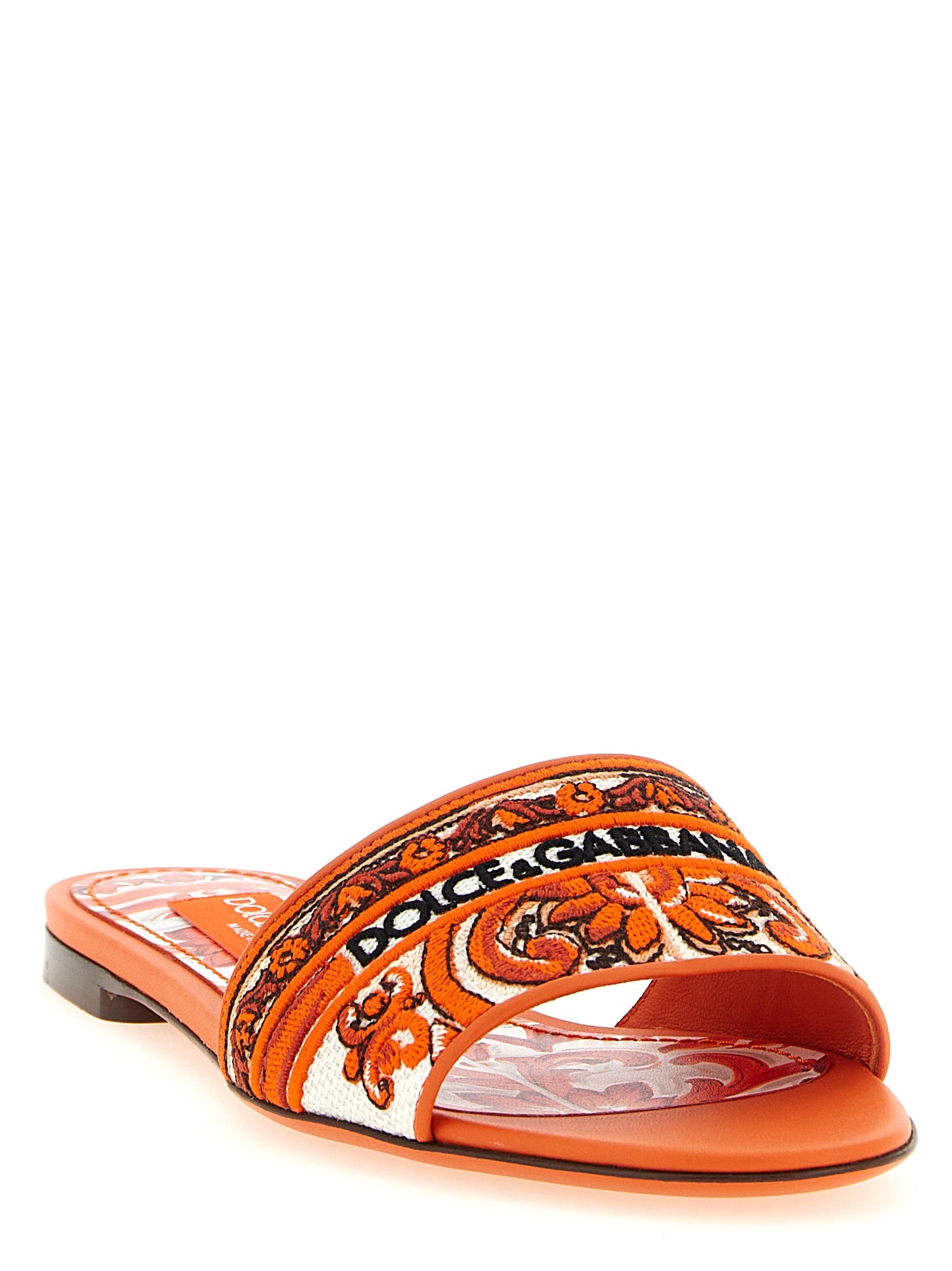 Dolce & Gabbana Orange 'Maiolica' Slides