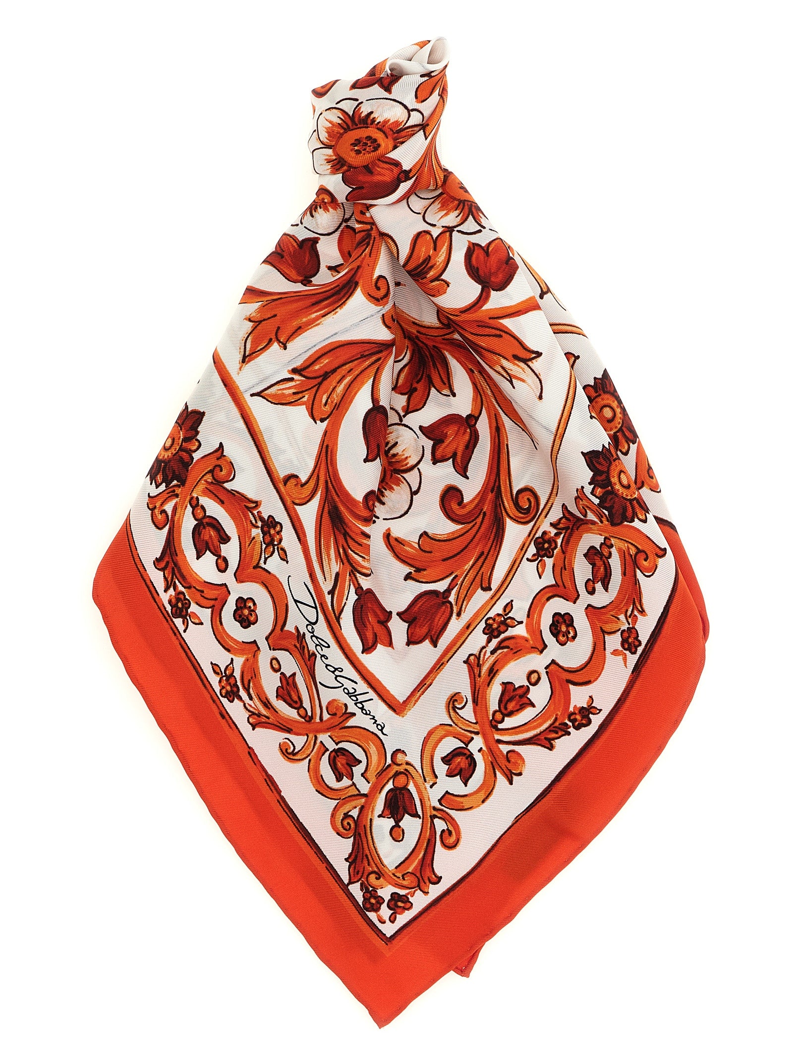 Dolce & Gabbana Orange 'Maiolica' Foulard
