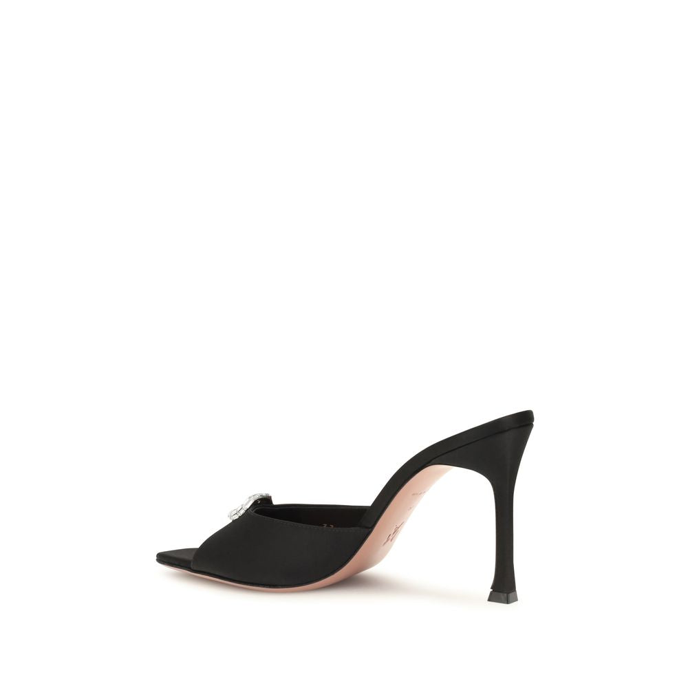 Amina Muaddi Black Camelia Mule Sandals schwarz
