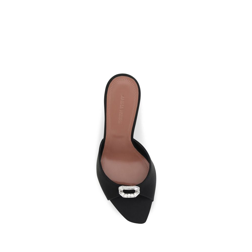 Amina Muaddi Black Camelia Mule Sandals schwarz