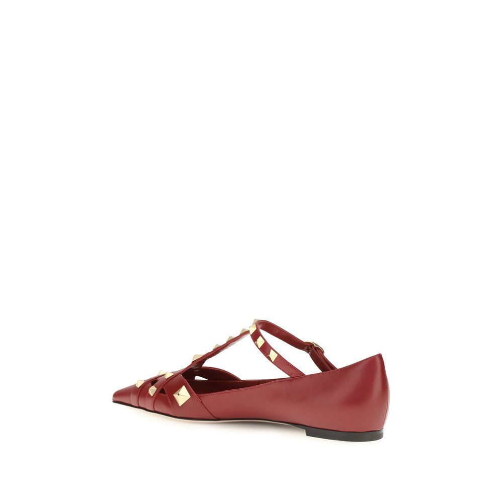 Valentino Garavani Multicolor Studdy Ballerinas In Kidskin Mini Flats