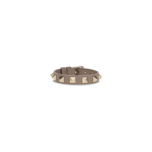 Valentino Garavani Gray Calf Leather Bos Taurus Bracelet grau