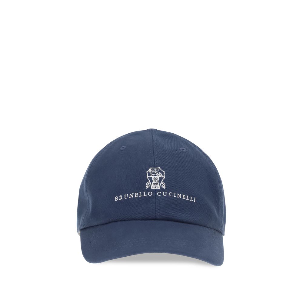 Brunello Cucinelli Blue Cotton Baseball Hat blau