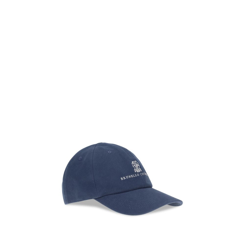 Brunello Cucinelli Blue Cotton Baseball Hat blau
