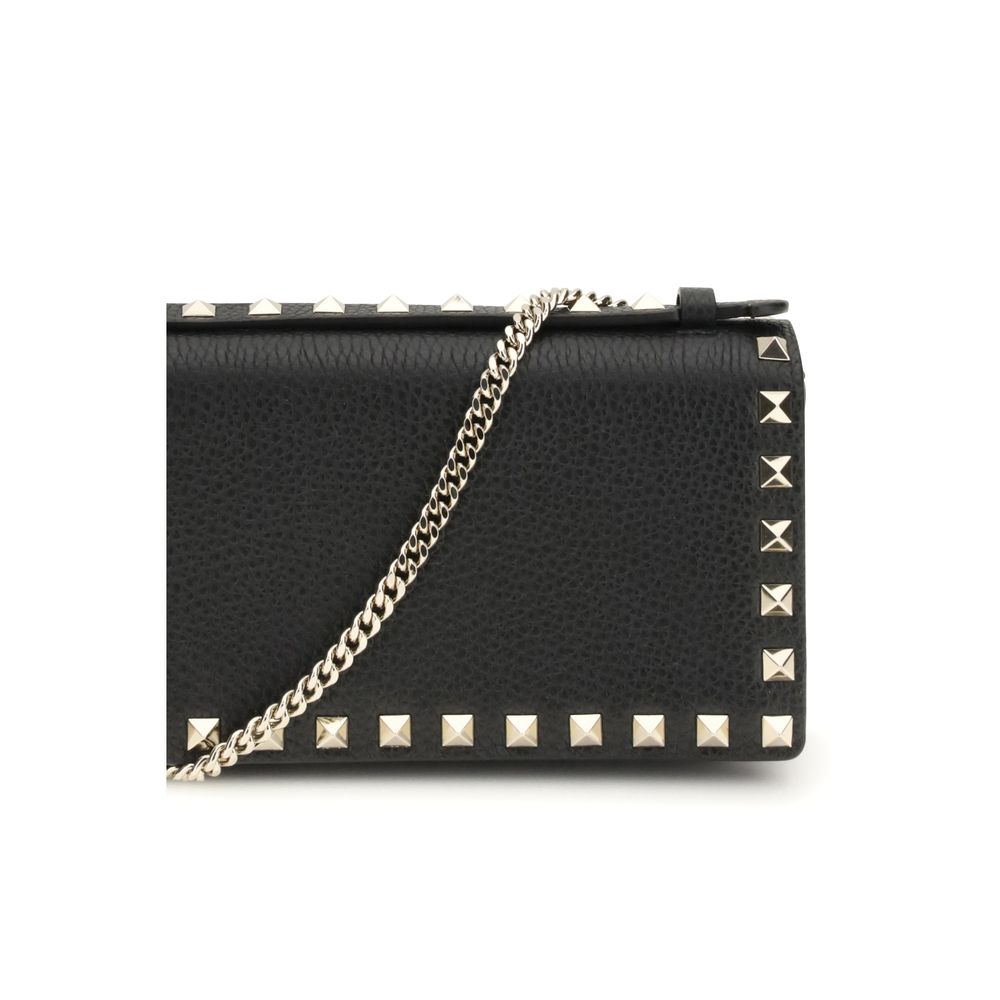 Valentino Garavani Black 'Rockstud' Wallet schwarz