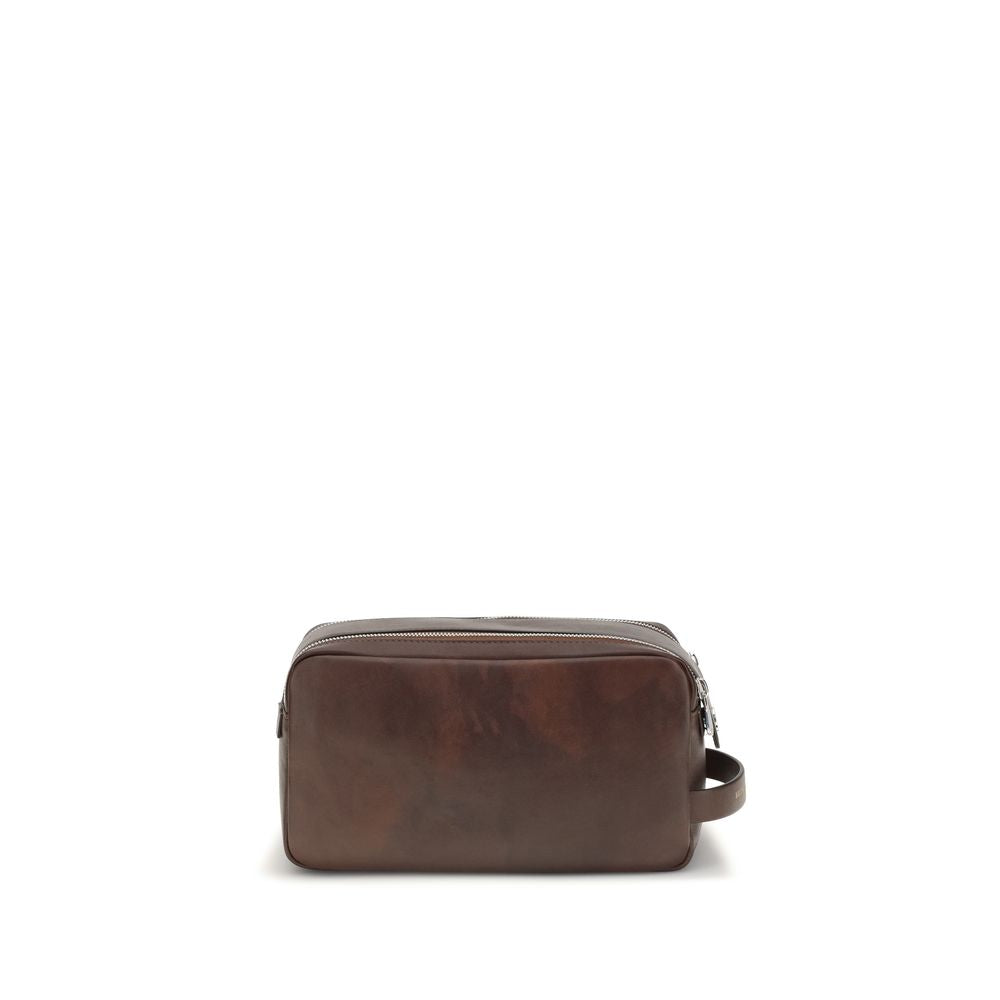 Brunello Cucinelli Brown Leather Beauty Case Wallet braun