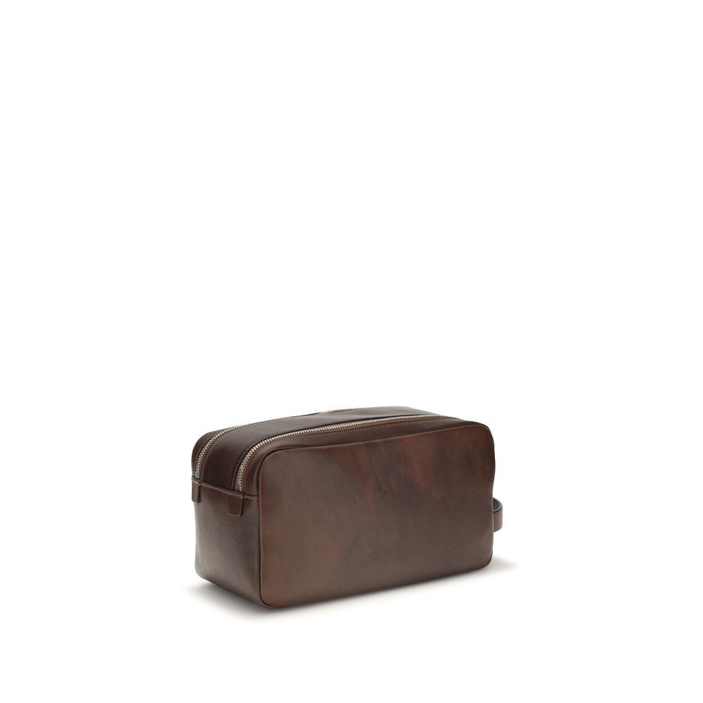 Brunello Cucinelli Brown Leather Beauty Case Wallet braun