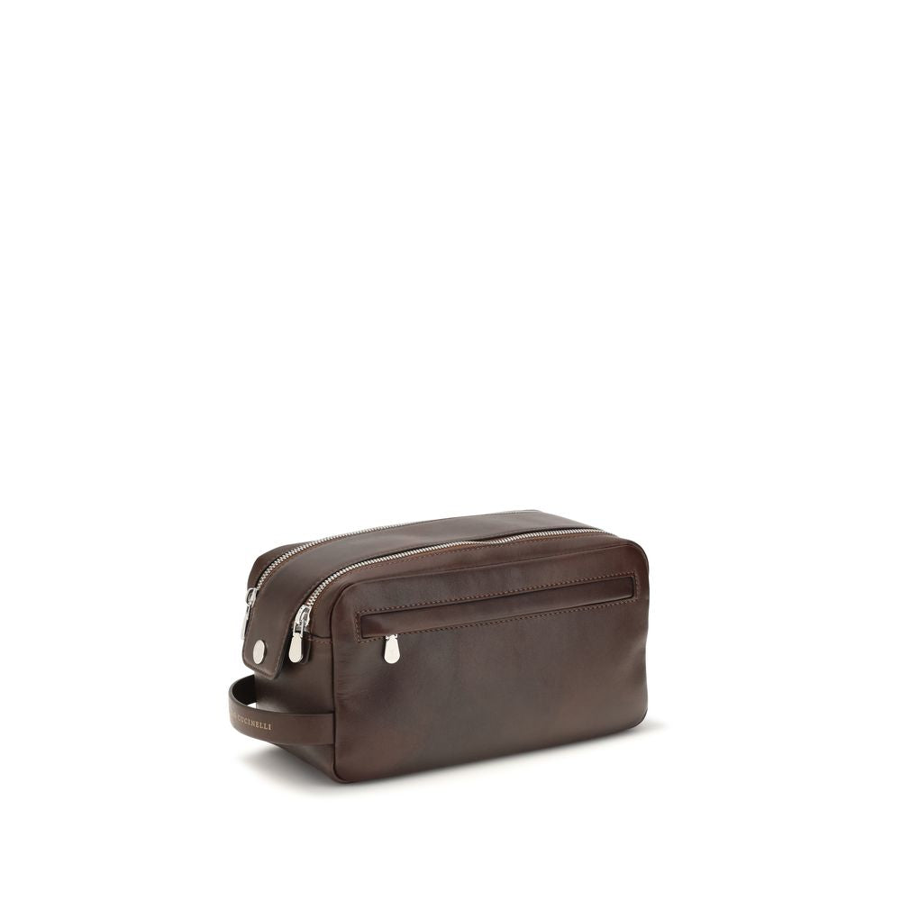 Brunello Cucinelli Brown Leather Beauty Case Wallet braun