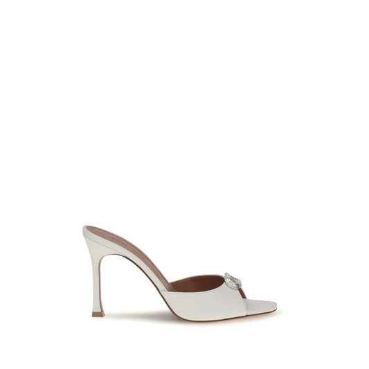 Amina Muaddi White Camelia Mule Sandals weiss
