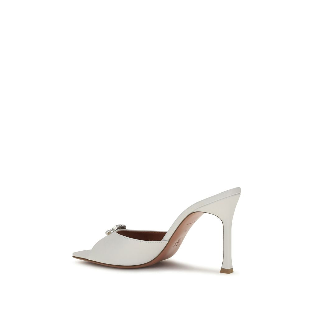 Amina Muaddi White Camelia Mule Sandals weiss