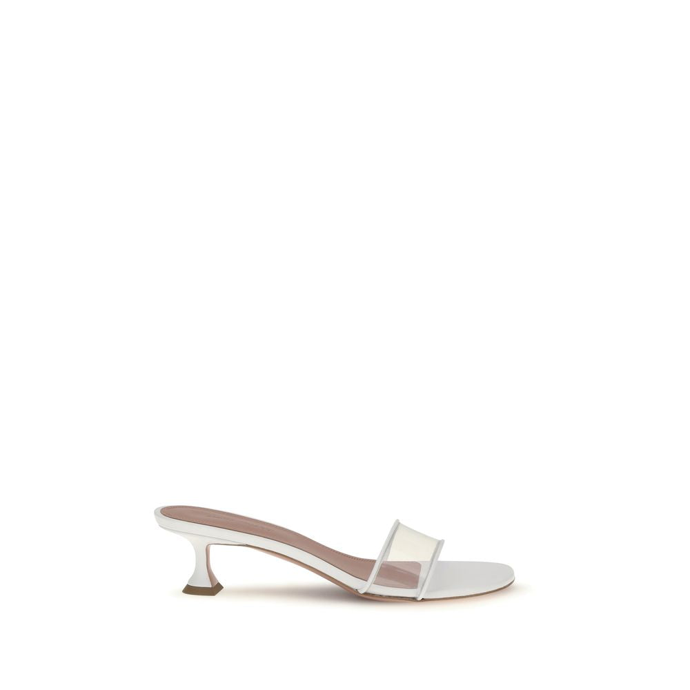Amina Muaddi White Andreea Glass Mule Sandals weiss
