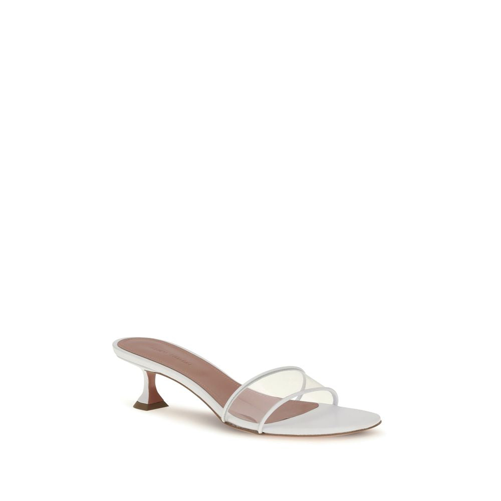 Amina Muaddi White Andreea Glass Mule Sandals weiss