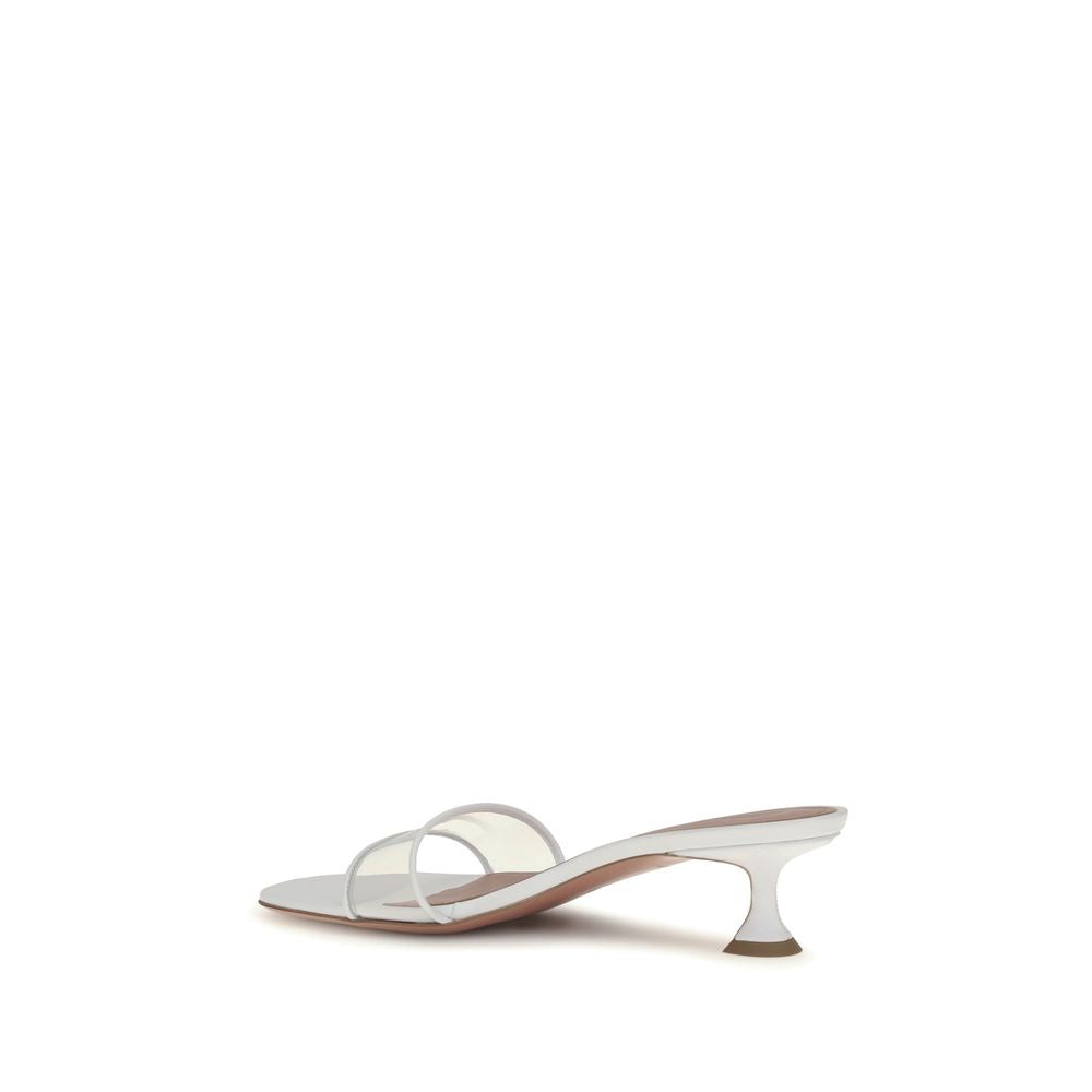 Amina Muaddi White Andreea Glass Mule Sandals weiss
