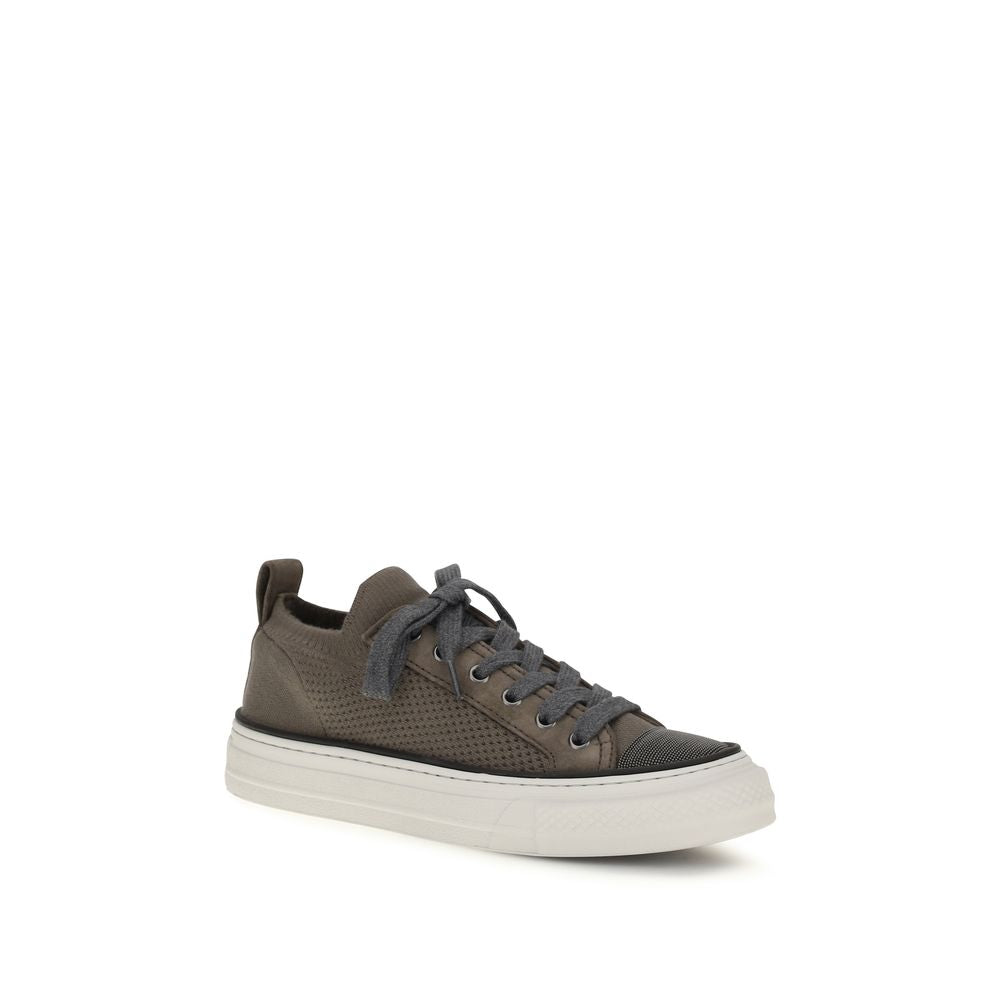 Brunello Cucinelli Brown Cotton Low Top Sneakers braun