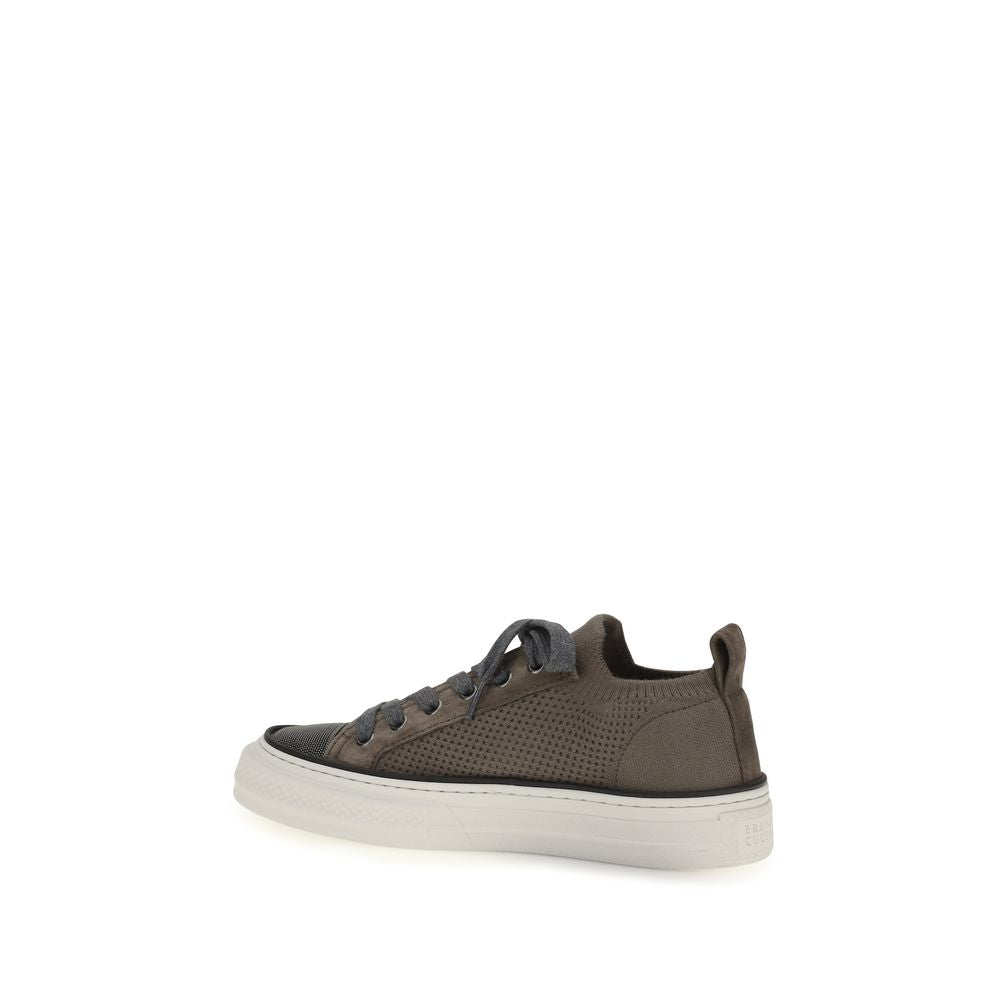 Brunello Cucinelli Brown Cotton Low Top Sneakers braun