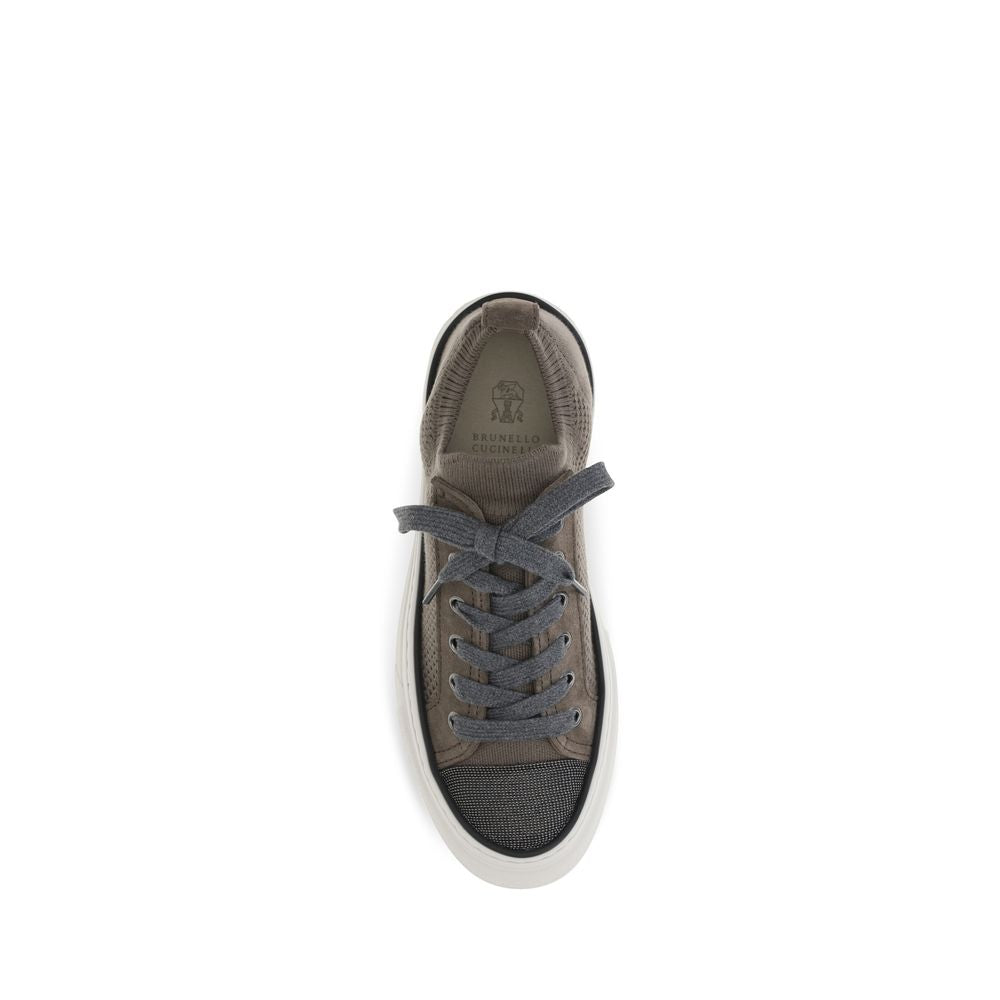 Brunello Cucinelli Brown Cotton Low Top Sneakers braun